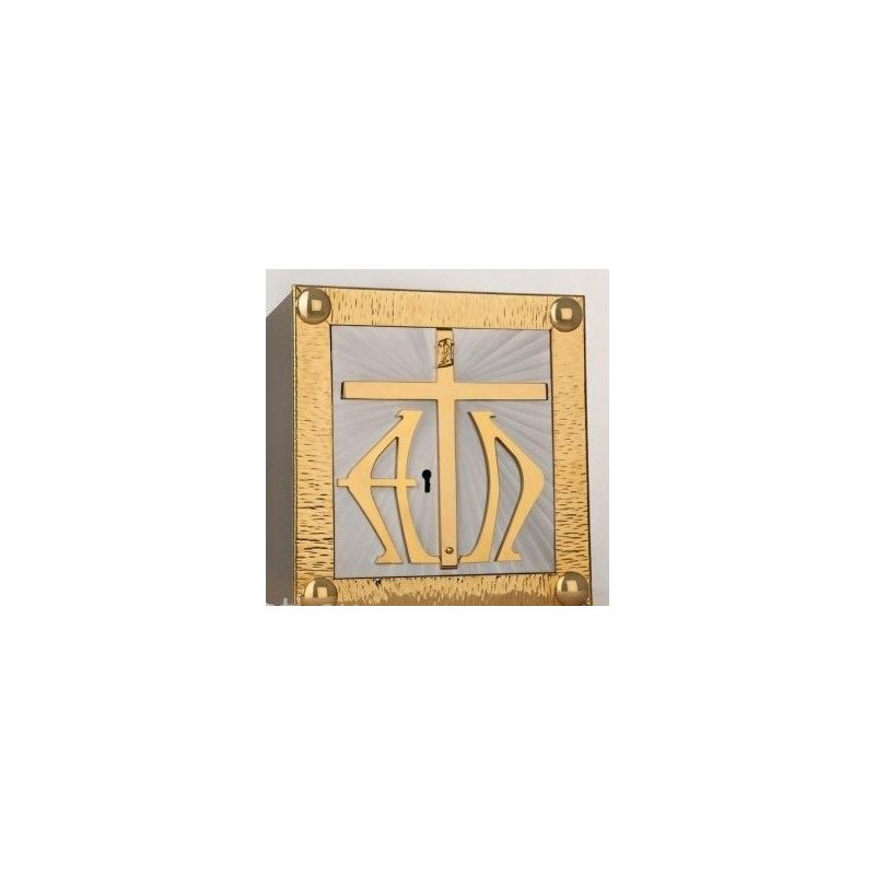 Tabernakulum mosiężne Krzyż, Alfa i Omega (44) - TABERNAKULA - Tabernakulum mosiężne Krzyż, Alfa i Omega (44)