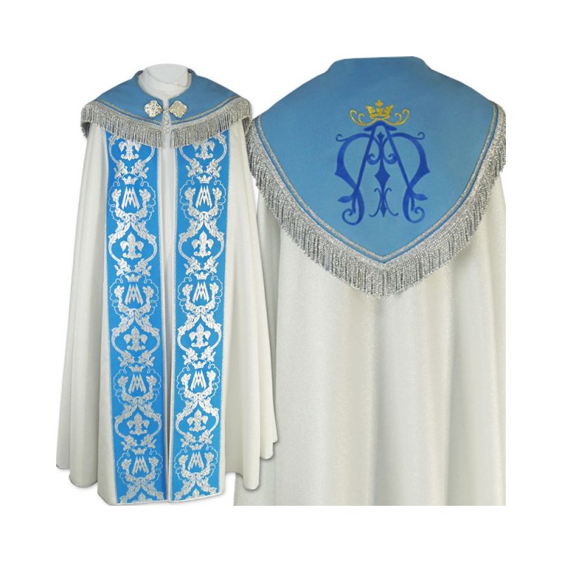 Kapa maryjna - pasy tkane, kaptur haft (77) - KAPY LITURGICZNE - Kapa maryjna - pasy tkane, kaptur haft (77)