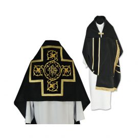 Welon liturgiczny czarny z frędzlami (40)