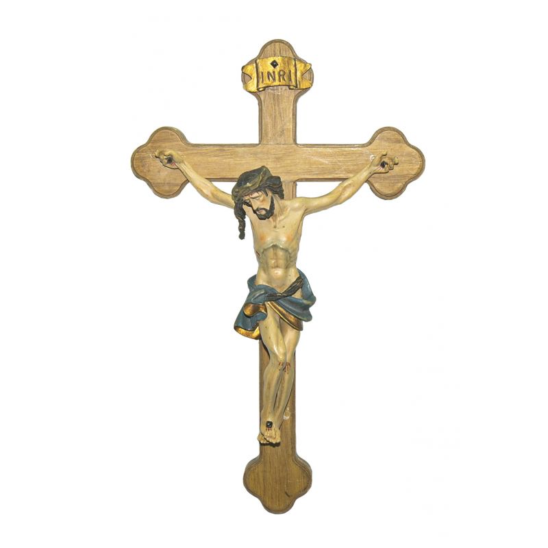Krzyż drewniany 18x11 cm - pasyjka z masy żywicznej - KRZYŻE, KRZYŻYKI - Krzyż drewniany 18x11 cm - pasyjka z masy żywicznej