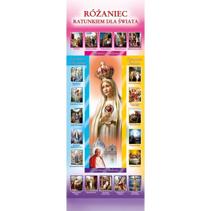 Baner różańcowy z Matką Bożą Fatimską i Świętym Janem Pawłem II - Nabożeństwo różańcowe - Baner różańcowy z Matką Bożą Fatimską i Świętym Janem Pawłem II