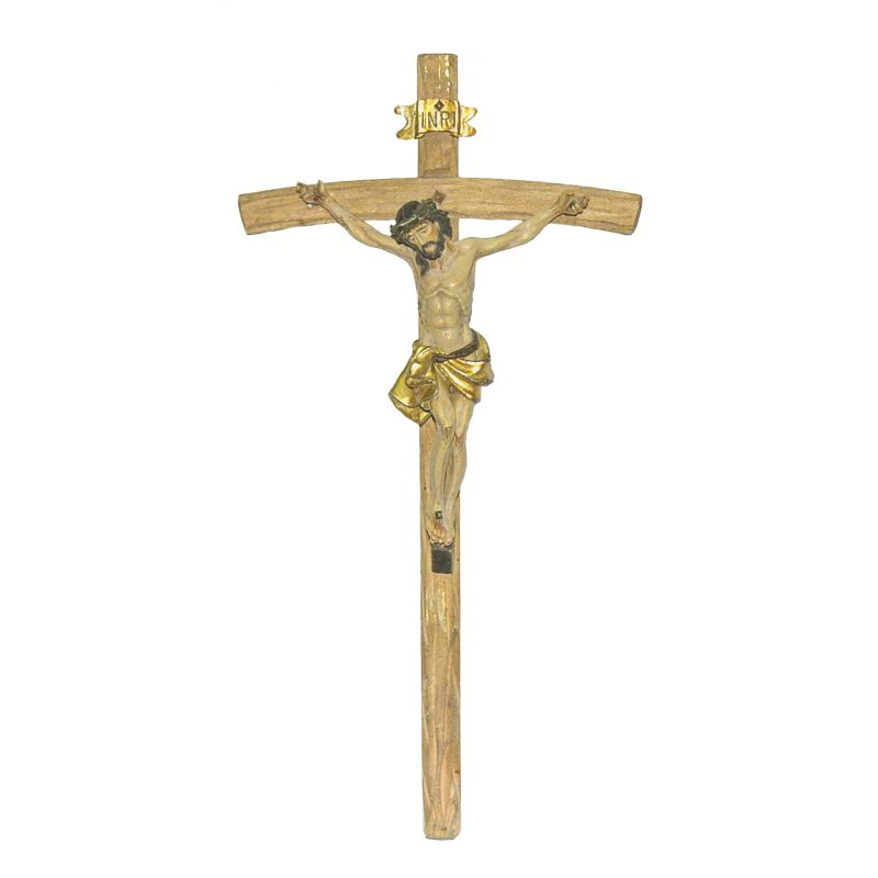 Krzyż drewniany 25x13 cm - pasyjka z masy żywicznej - KRZYŻE, KRZYŻYKI - Krzyż drewniany 25x13 cm - pasyjka z masy żywicznej