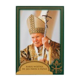 Święty Jan Paweł II Papież - Ikona dwustronna z modlitwą format A5 (2) - Ikony z  tektury introligatorskiej.