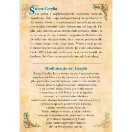 Święta Cecylia - Ikona dwustronna z modlitwą format A5 - Ikony z  tektury introligatorskiej. - zdjęcie 2 - Święta Cecylia - Ikona dwustronna z modlitwą format A5