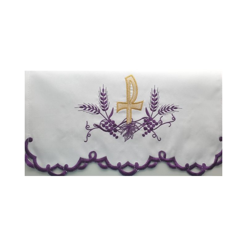 Obrus ołtarzowy haftowany - wzór eucharystyczny (215) - OBRUSY OŁTARZOWE - Obrus ołtarzowy haftowany - wzór eucharystyczny (215)