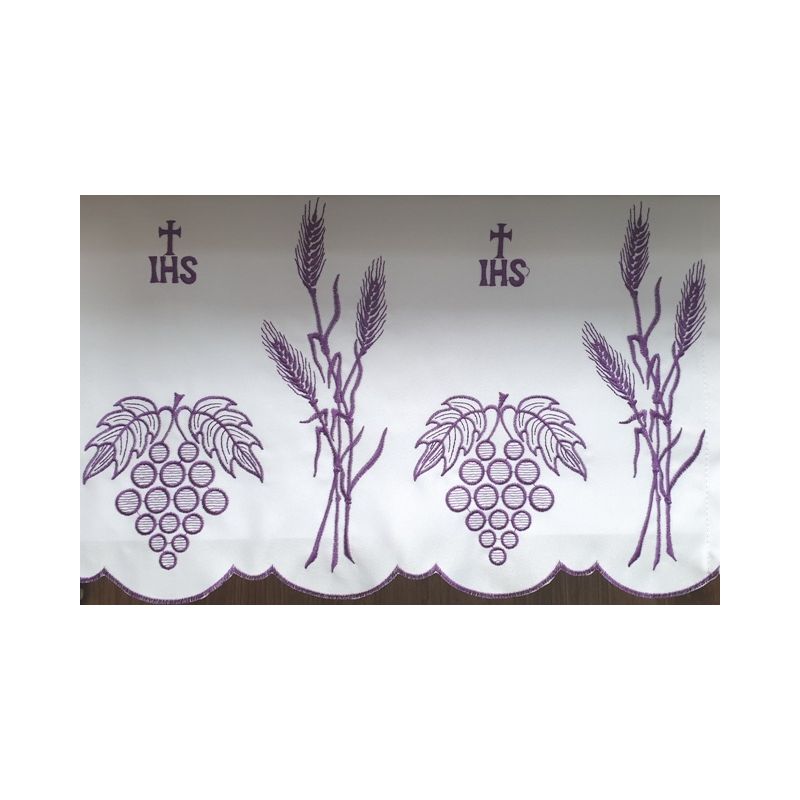 Obrus ołtarzowy haftowany - wzór eucharystyczny (216) - OBRUSY OŁTARZOWE - Obrus ołtarzowy haftowany - wzór eucharystyczny (216)