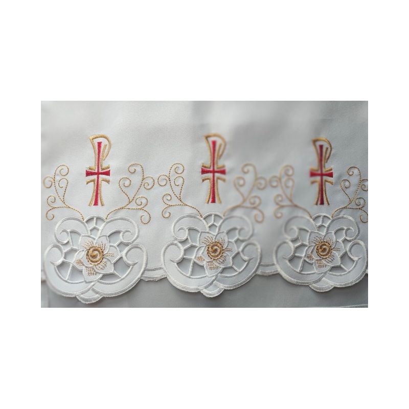 Obrus ołtarzowy haftowany - wzór eucharystyczny (220) - OBRUSY OŁTARZOWE - Obrus ołtarzowy haftowany - wzór eucharystyczny (220)