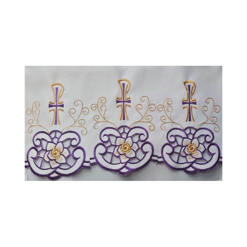 Obrus ołtarzowy haftowany - wzór eucharystyczny (221) - OBRUSY OŁTARZOWE - Obrus ołtarzowy haftowany - wzór eucharystyczny (221)