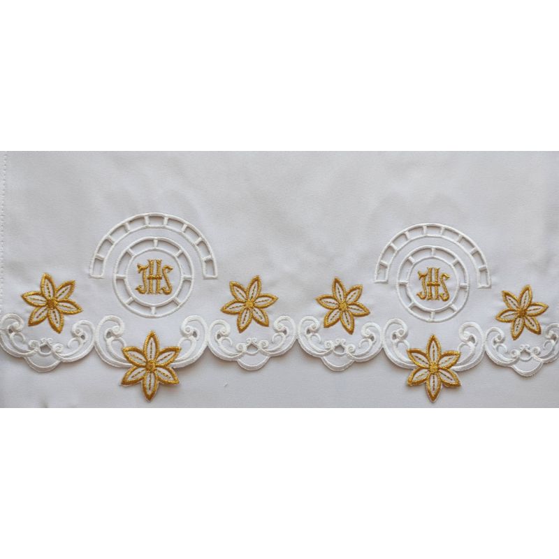 Obrus ołtarzowy haftowany - wzór eucharystyczny (124) - OBRUSY OŁTARZOWE - Obrus ołtarzowy haftowany - wzór eucharystyczny (124)