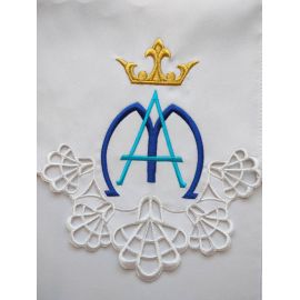 Obrus ołtarzowy haftowany - wzór Maryjny (98) - OBRUSY OŁTARZOWE - zdjęcie 2 - Obrus ołtarzowy haftowany - wzór Maryjny (98)