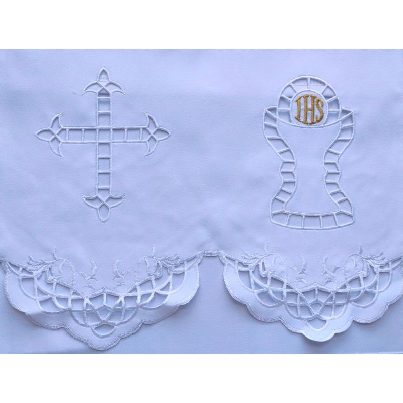Obrus ołtarzowy haftowany - wzór eucharystyczny (97) - OBRUSY OŁTARZOWE - Obrus ołtarzowy haftowany - wzór eucharystyczny (97)
