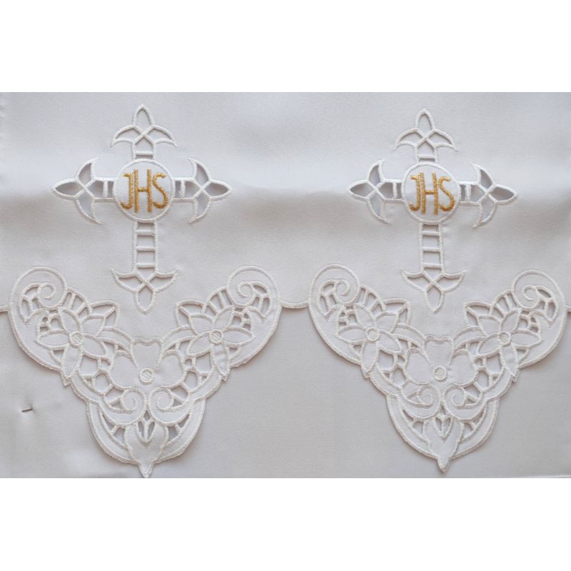 Obrus ołtarzowy haftowany - wzór eucharystyczny (96) - OBRUSY OŁTARZOWE - Obrus ołtarzowy haftowany - wzór eucharystyczny (96)