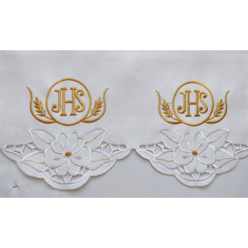 Obrus ołtarzowy haftowany - wzór eucharystyczny (95) - OBRUSY OŁTARZOWE - Obrus ołtarzowy haftowany - wzór eucharystyczny (95)