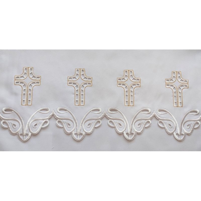 Obrus ołtarzowy haftowany - wzór eucharystyczny (102) - OBRUSY OŁTARZOWE - Obrus ołtarzowy haftowany - wzór eucharystyczny (102)