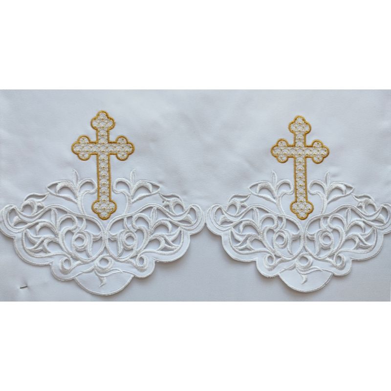 Obrus ołtarzowy haftowany - wzór eucharystyczny (111) - OBRUSY OŁTARZOWE - Obrus ołtarzowy haftowany - wzór eucharystyczny (111)