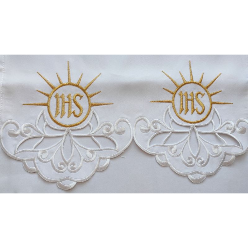 Obrus ołtarzowy haftowany - wzór eucharystyczny (114) - OBRUSY OŁTARZOWE - Obrus ołtarzowy haftowany - wzór eucharystyczny (114)
