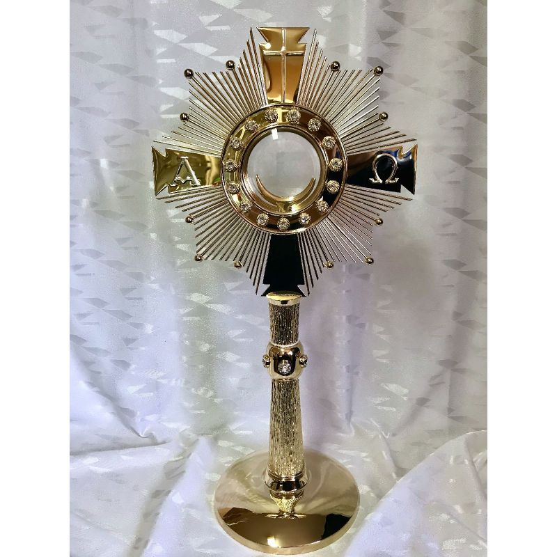 Monstrancja mosiężna, pozłacana - 55 cm (D13) - Monstrancje - Monstrancja mosiężna, pozłacana - 55 cm (D13)