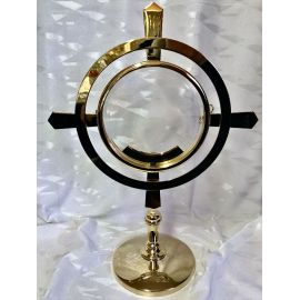 Monstrancja mosiężna luna 16 cm, pozłacana - 40 cm (D15) - MONSTRANCJE