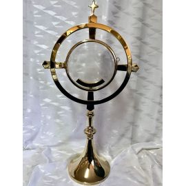 Monstrancja mosiężna luna 16 cm, pozłacana - 56 cm (D16) - MONSTRANCJE