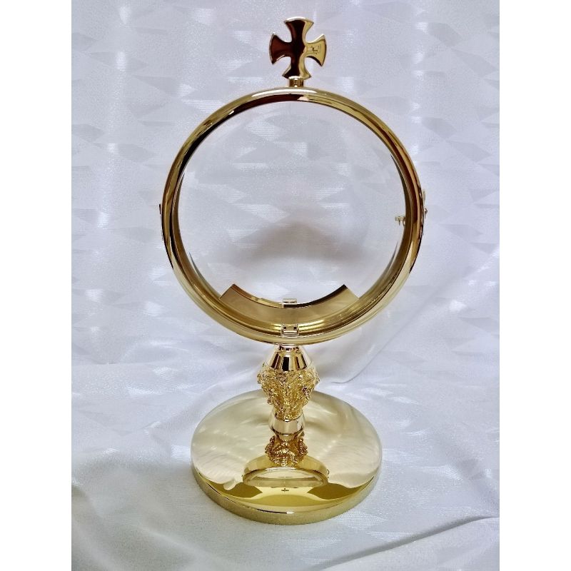 Monstrancja mosiężna luna 16 cm, pozłacana - 29 cm (D19) - MONSTRANCJE - Monstrancja mosiężna luna 16 cm, pozłacana - 29 cm (D19)