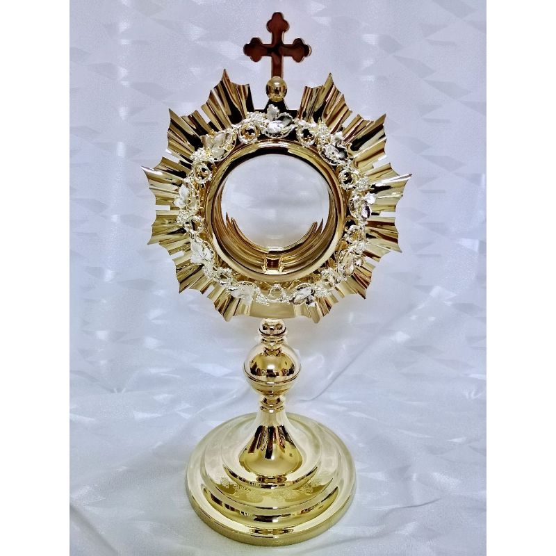 Monstrancja mosiężna, pozłacana - 38 cm (D22) - MONSTRANCJE - Monstrancja mosiężna, pozłacana - 38 cm (D22)