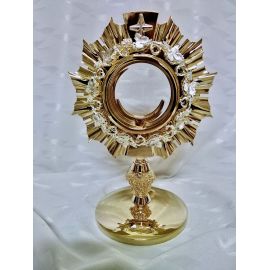 Monstrancja mosiężna, pozłacana - 29 cm (D23) - MONSTRANCJE