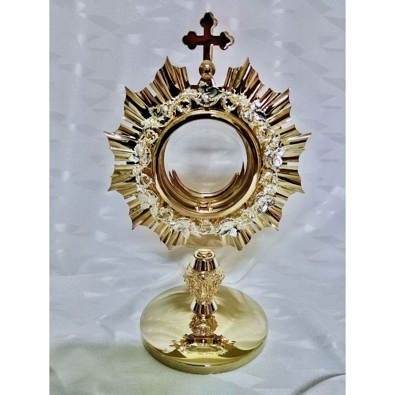 Monstrancja mosiężna, pozłacana - 32 cm (D24) - MONSTRANCJE - Monstrancja mosiężna, pozłacana - 32 cm (D24)