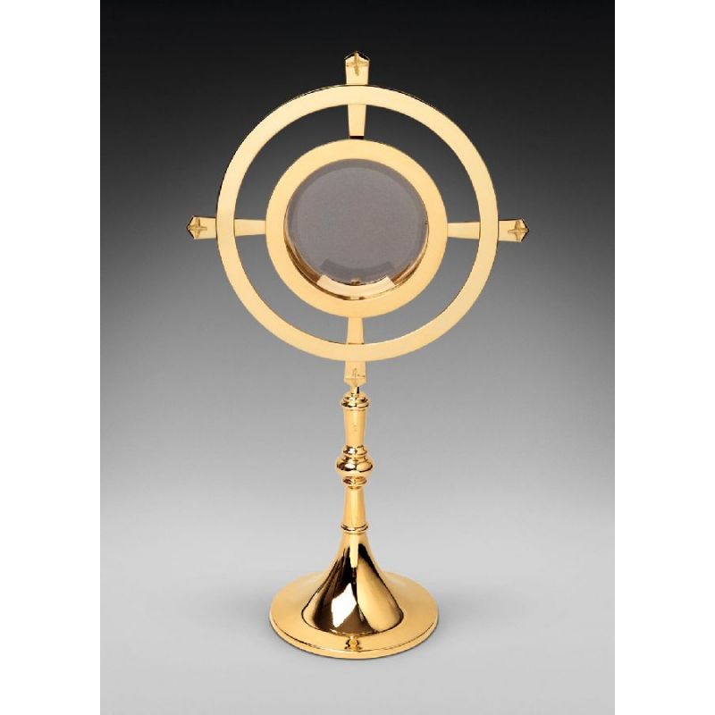 Monstrancja mosiężna luna 16 cm, pozłacana - 66 cm (D31) - MONSTRANCJE - Monstrancja mosiężna luna 16 cm, pozłacana - 66 cm (D31)