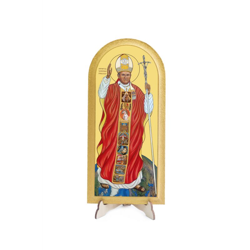Obraz półokrągły Święty Jan Paweł II - Pielgrzym Świata - Obrazek religijny płyta HDF - Obraz półokrągły Święty Jan Paweł II - Pielgrzym Świata