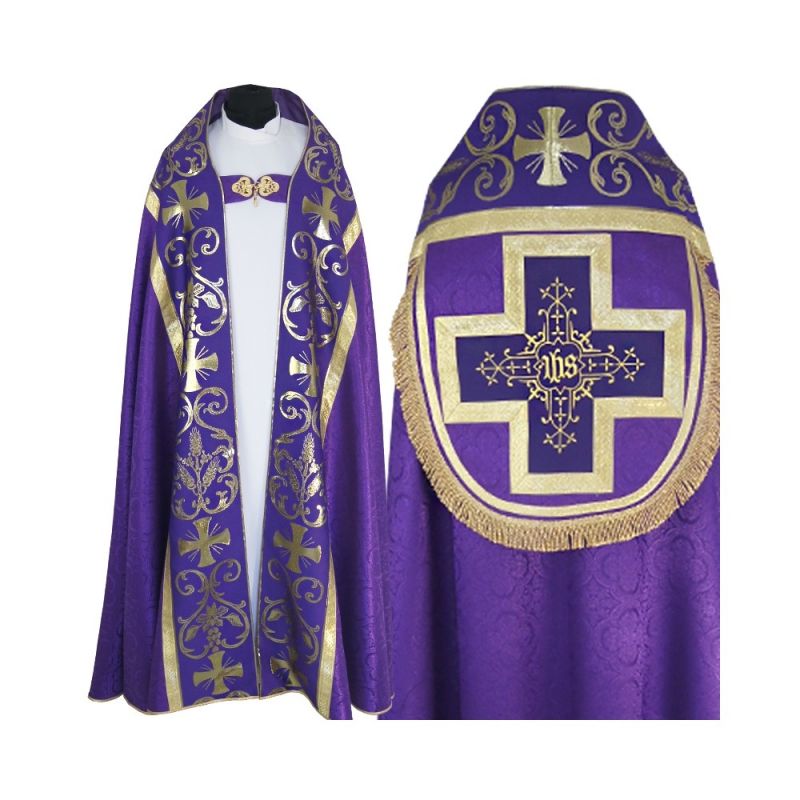 Kapa rzymska, kolory liturgiczne - tkanina żakard (10) - KAPY LITURGICZNE - Kapa rzymska, kolory liturgiczne - tkanina żakard (10)