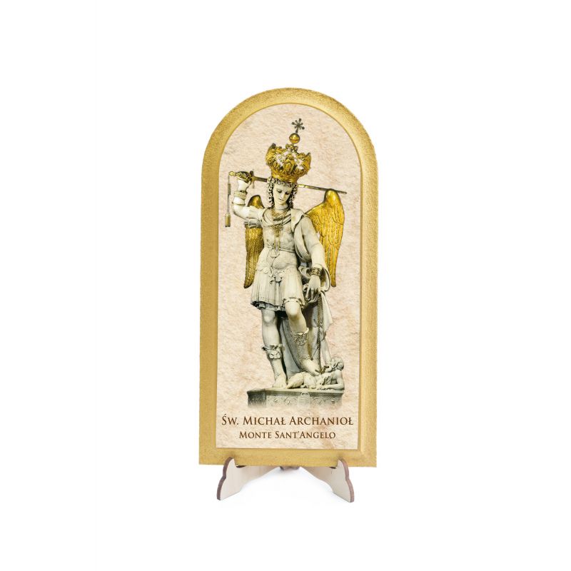 Obraz półokrągły Święty Michał Archanioł (2) - Obrazek religijny płyta HDF - Obraz półokrągły Święty Michał Archanioł (2)