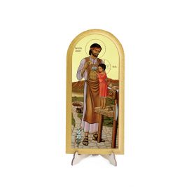 Święty Józef - Ikona z Islandii - Obraz półokrągły - Obrazek religijny płyta HDF