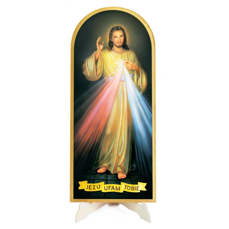 Jezu Ufam Tobie - Obraz półokrągły 41x18 cm - Obrazek religijny płyta HDF - Jezu Ufam Tobie - Obraz półokrągły 41x18 cm