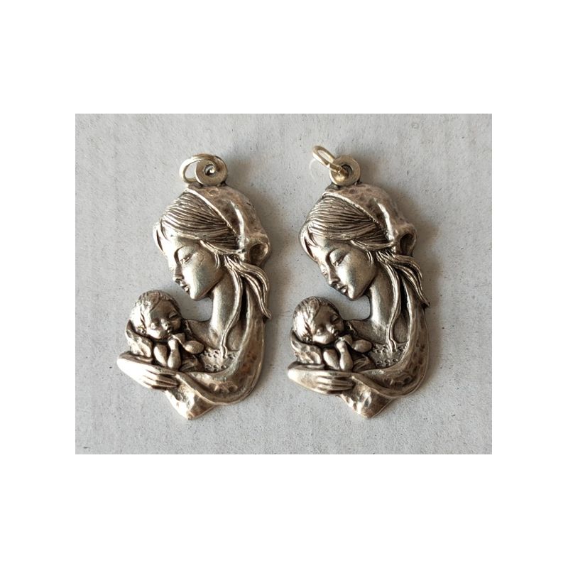Medalik metalowy Matka Boża z Dzieciątkiem 3,5 cm - Medaliki włoskie metalowe - Medalik metalowy Matka Boża z Dzieciątkiem 3,5 cm