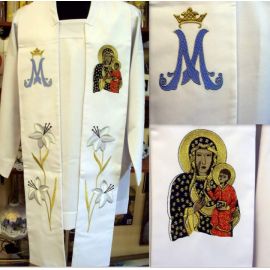 Stuła haftowana Matka Boża Częstochowska (M) - Z POSTACIAMI