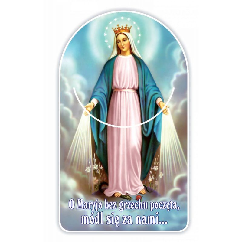 Zakładka papierowa półokrągła - Matka Boża Niepokalana - Zakładki religijne do książek - Zakładka papierowa półokrągła - Matka Boża Niepokalana