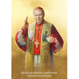 Kardynał Stefan Wyszyński - Ikona dwustronna z modlitwą format A5 - Ikony z  tektury introligatorskiej.