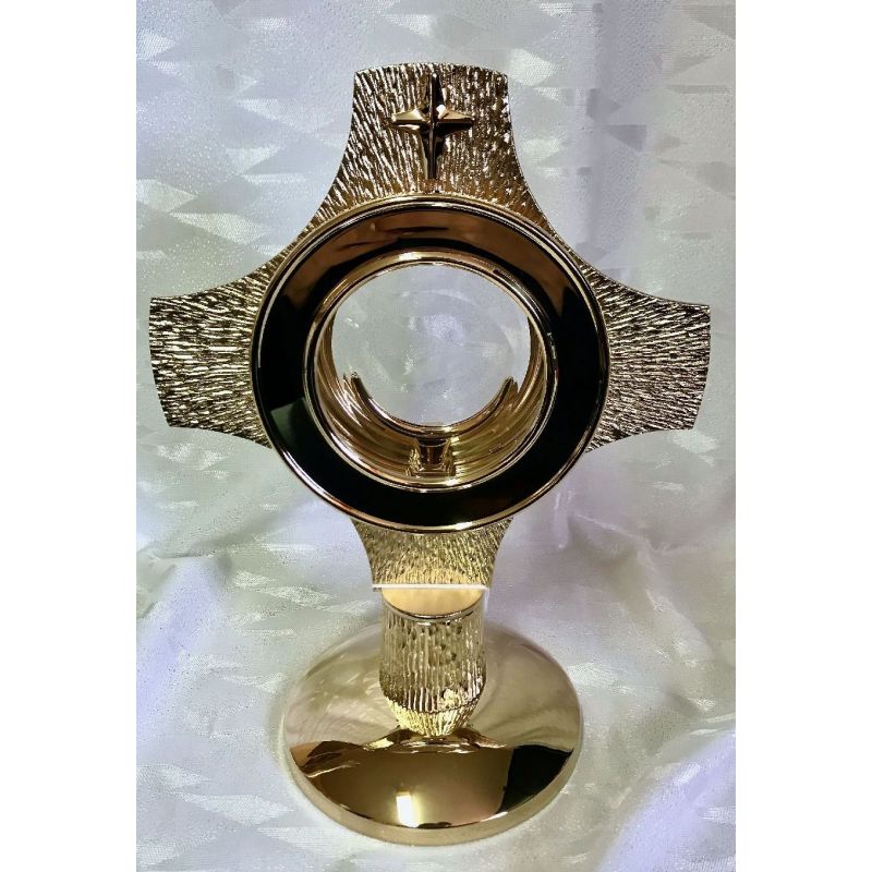 Monstrancja mosiężna, pozłacana - 29 cm (D45) - MONSTRANCJE - Monstrancja mosiężna, pozłacana - 29 cm (D45)