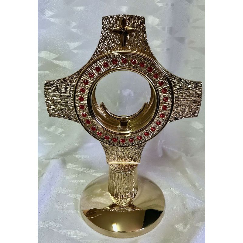 Monstrancja mosiężna, pozłacana - 29 cm (D46) - MONSTRANCJE - Monstrancja mosiężna, pozłacana - 29 cm (D46)