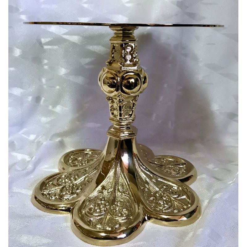 Podstawa, tron pod monstrancję, mosiężny, pozłacany 22 cm (1D) - TRON POD MONSTRANCJĘ - Podstawa, tron pod monstrancję, mosiężny, pozłacany 22 cm (1D)