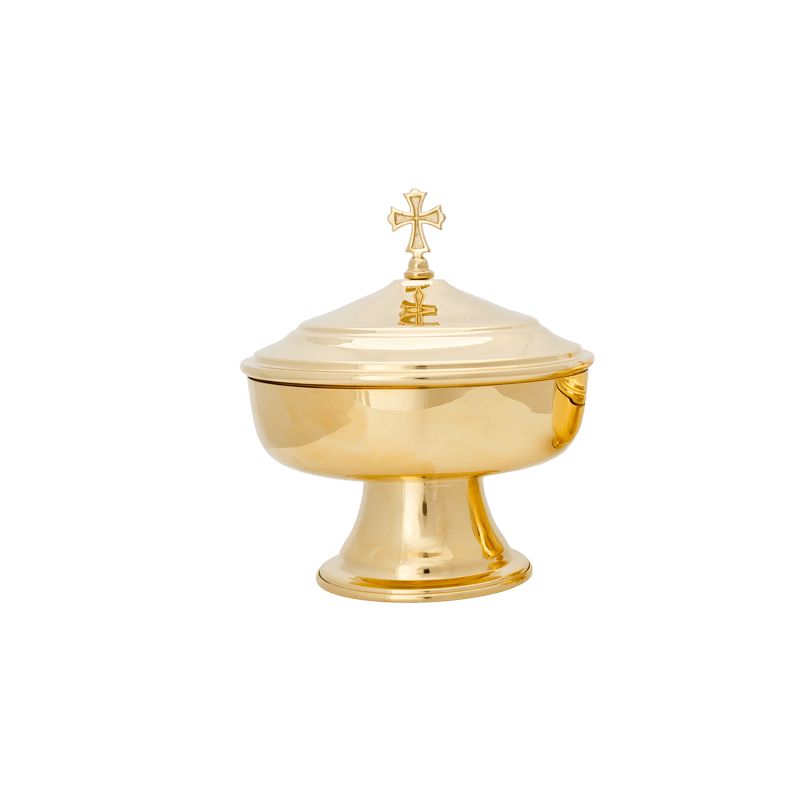 Patena z przykrywką, mosiężna, pozłacana - 16 cm - PATENY LITURGICZNE - Patena z przykrywką, mosiężna, pozłacana - 16 cm