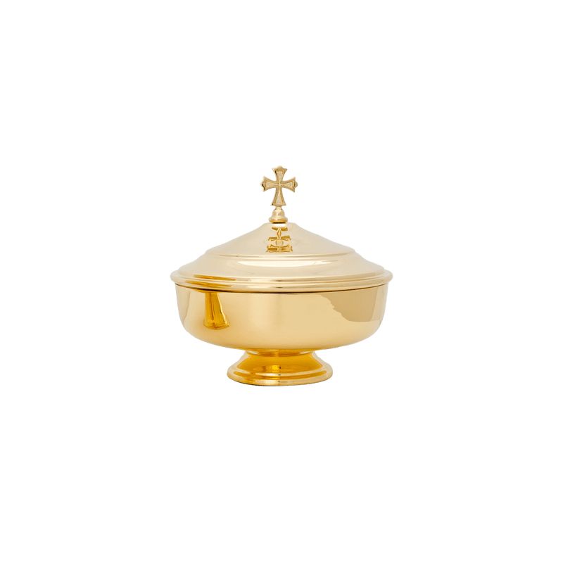 Patena z przykrywką, mosiężna, pozłacana - 14 cm - PATENY LITURGICZNE - Patena z przykrywką, mosiężna, pozłacana - 14 cm