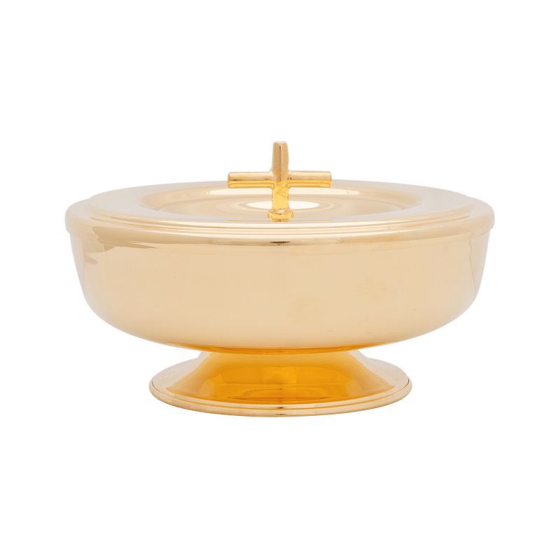 Patena z przykrywką do koncelebry - 10 cm - PATENY LITURGICZNE - Patena z przykrywką, mosiężna, pozłacana - 10 cm