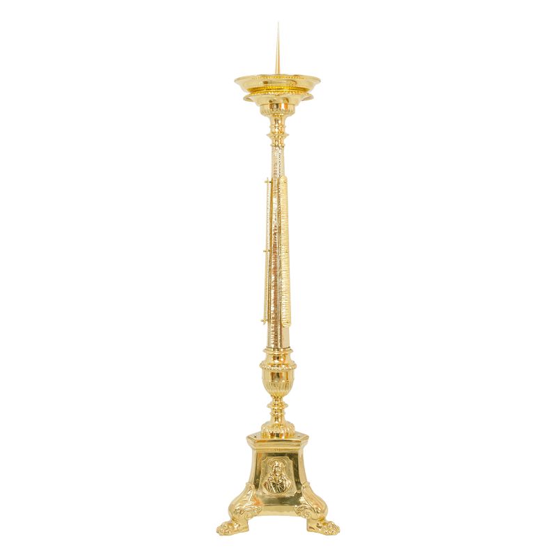 Lichtarz mosiężny, bogato zdobiony - 80 cm - ŚWIECZNIKI / LICHTARZE - Lichtarz mosiężny bogato zdobiony - 80 cm