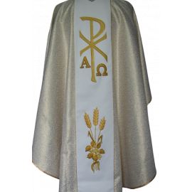 Ornat haftowany komunijny, haft wypukły - kielich, kłosy - Ornaty haftowane - zdjęcie 2 - Ornat haftowany komunijny, haft wypukły - kielich, kłosy