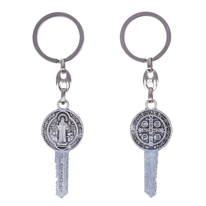 Brelok metalowy św. Benedykta - klucz - Breloki religijne - Brelok metalowy św. Benedykta - klucz