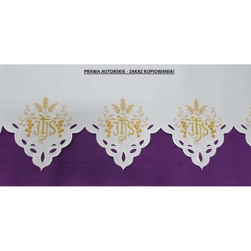 Obrus ołtarzowy - wzór eucharystyczny IHS  (229) - OBRUSY WIELKANOCNE - Obrus ołtarzowy - wzór eucharystyczny IHS  (229)