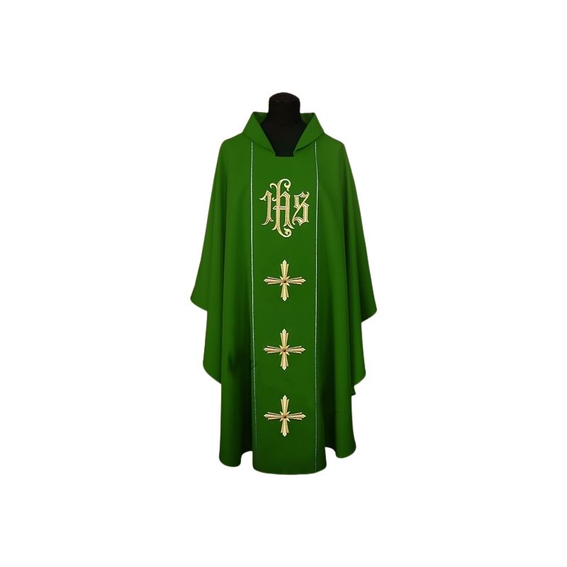 Ornat haftowany IHS + Krzyż - kolory liturgiczne - Ornaty haftowane - Ornat haftowany IHS + Krzyż - kolory liturgiczne
