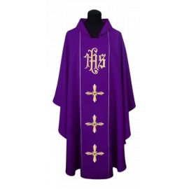 Ornat haftowany IHS + Krzyż - kolory liturgiczne - Ornaty haftowane - zdjęcie 2 - Ornat haftowany IHS + Krzyż - kolory liturgiczne