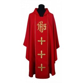 Ornat haftowany IHS + Krzyż - kolory liturgiczne - Ornaty haftowane - zdjęcie 3 - Ornat haftowany IHS + Krzyż - kolory liturgiczne
